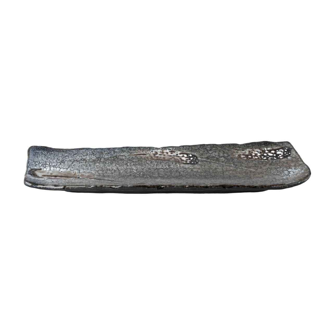 Servírovací tanier SHIRANAMI 36 x 9 cm, čierna, keramika, MIJ