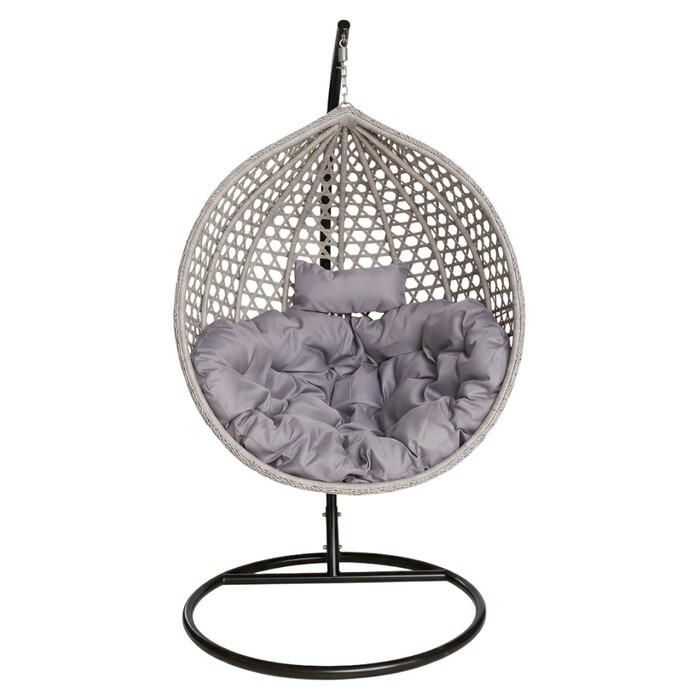 KONDELA Eren závesné kreslo čierna / sivá