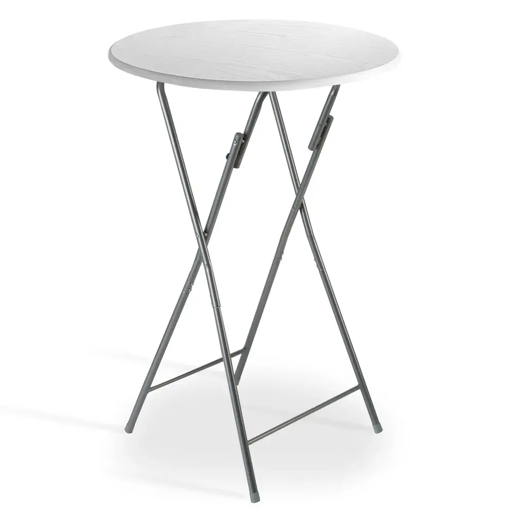 Cateringový skládací barový stůl WOODY bílý/stříbrný