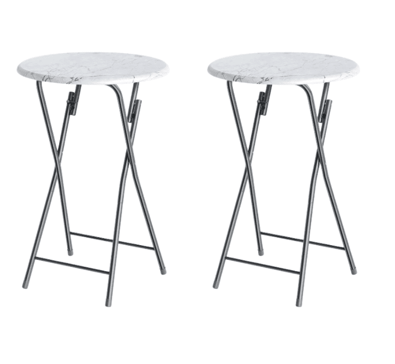 Sada 2 ks cateringových skládacích barových stolů MARLE 60 cm mramorově bílá