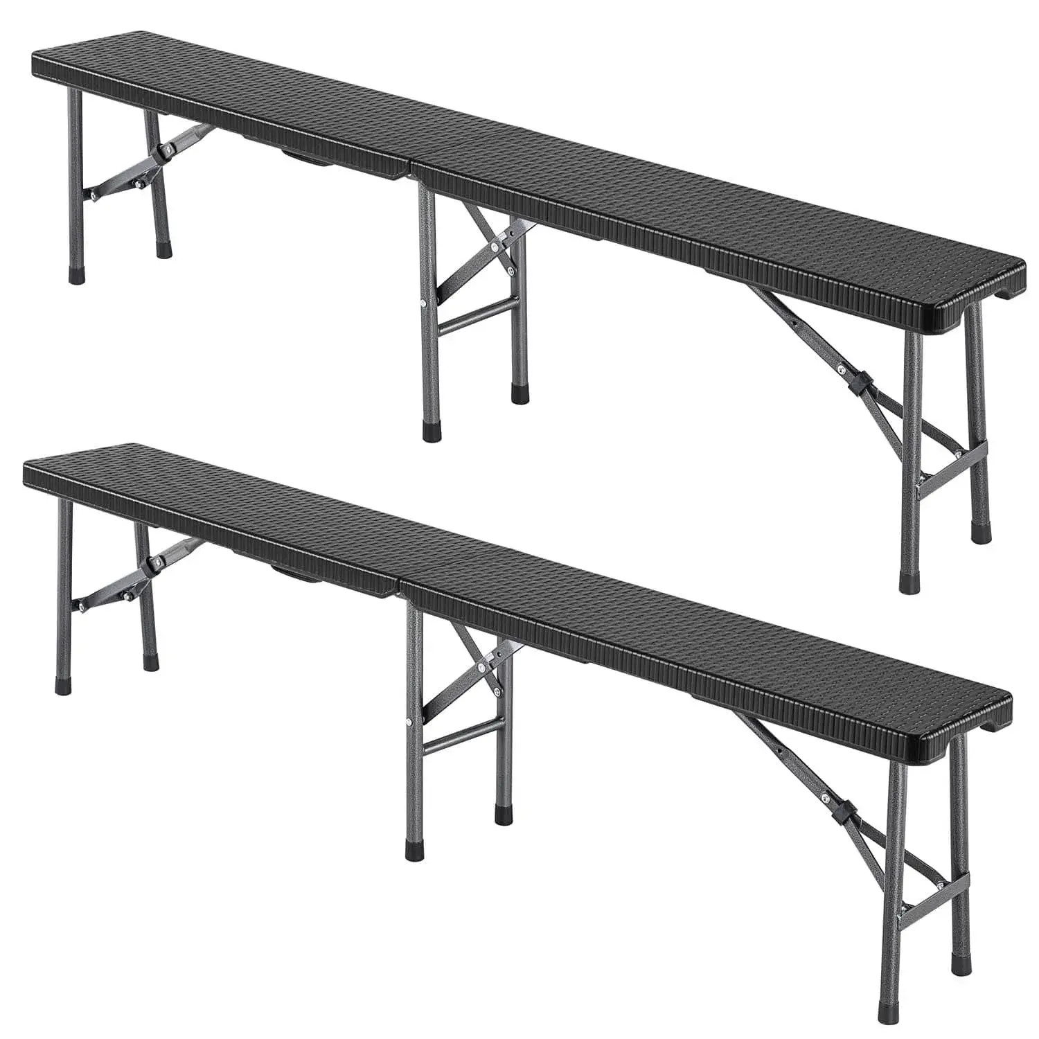 Sada 2 ks skládacích cateringových lavic Stevens 179 cm černá