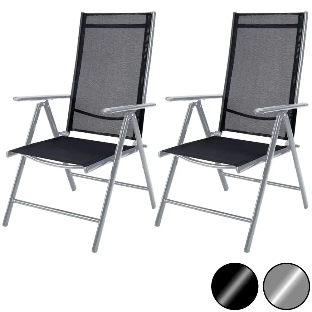 Sada 2 ks skládacích zahradních židlí Timothy antracitová/stříbrná
