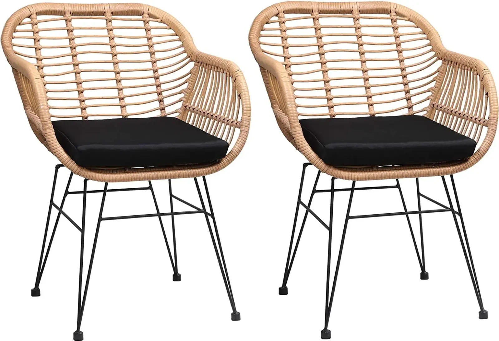 Sada 2 ks zahradních křesel Balis polyratan hnědá/černá