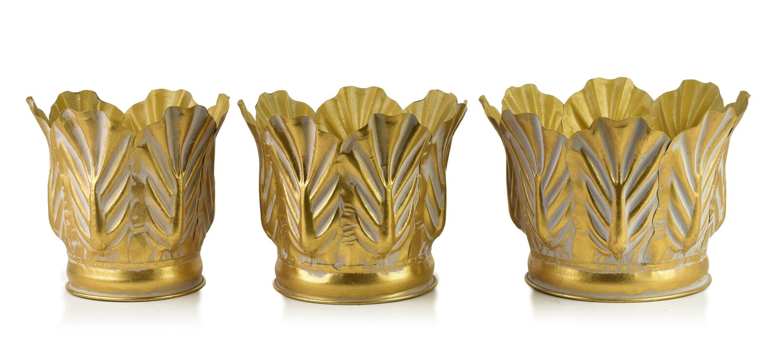 Sada 3 ks květináčů MARINA III zlatá
