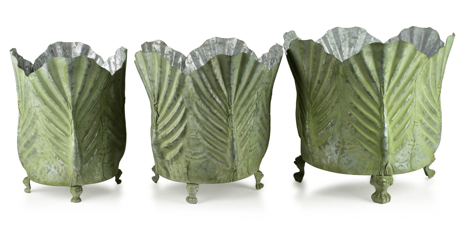 Sada 3 ks květináčů MARINA V zelená