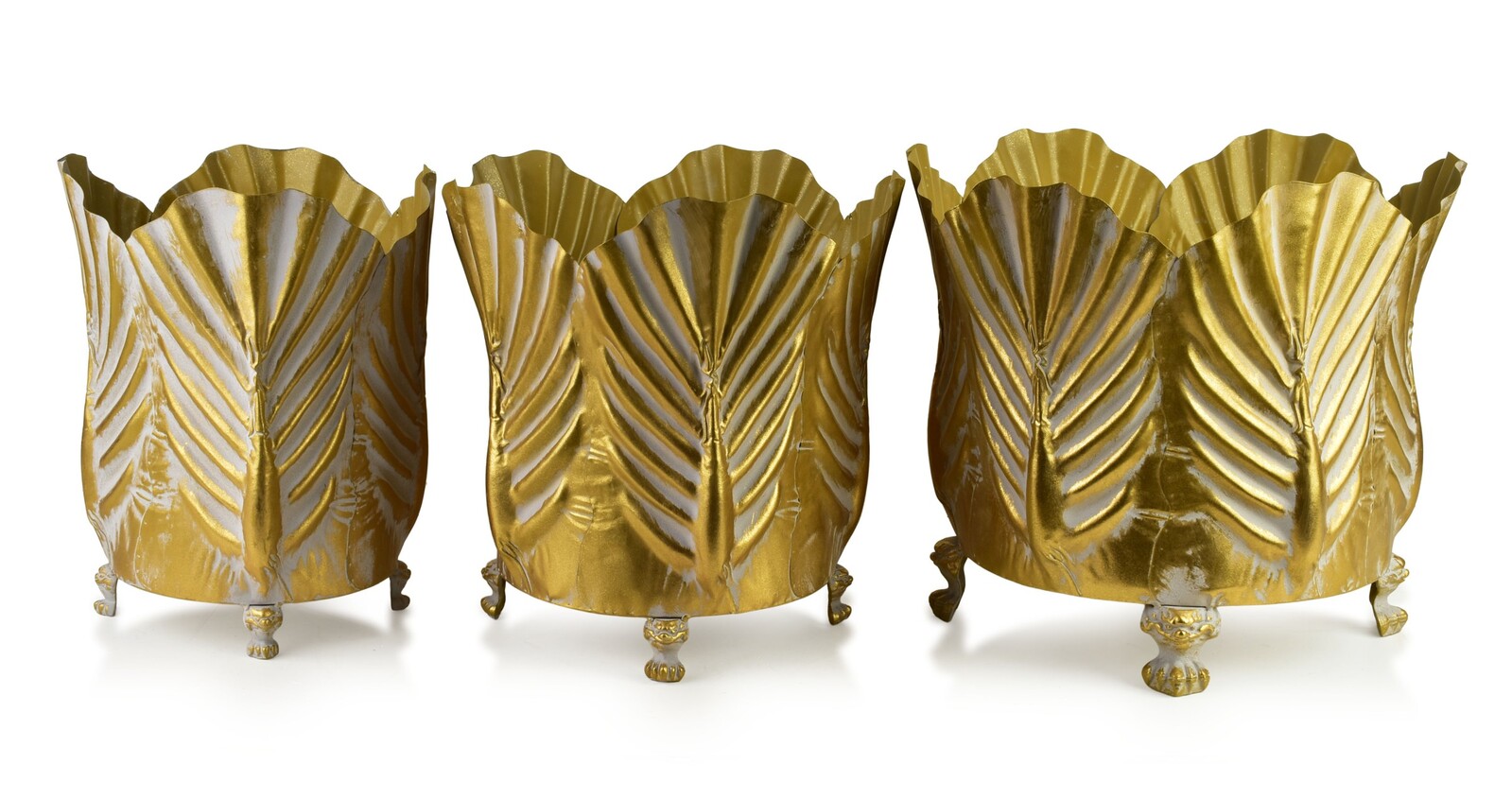 Sada 3 ks květináčů MARINA V zlatá