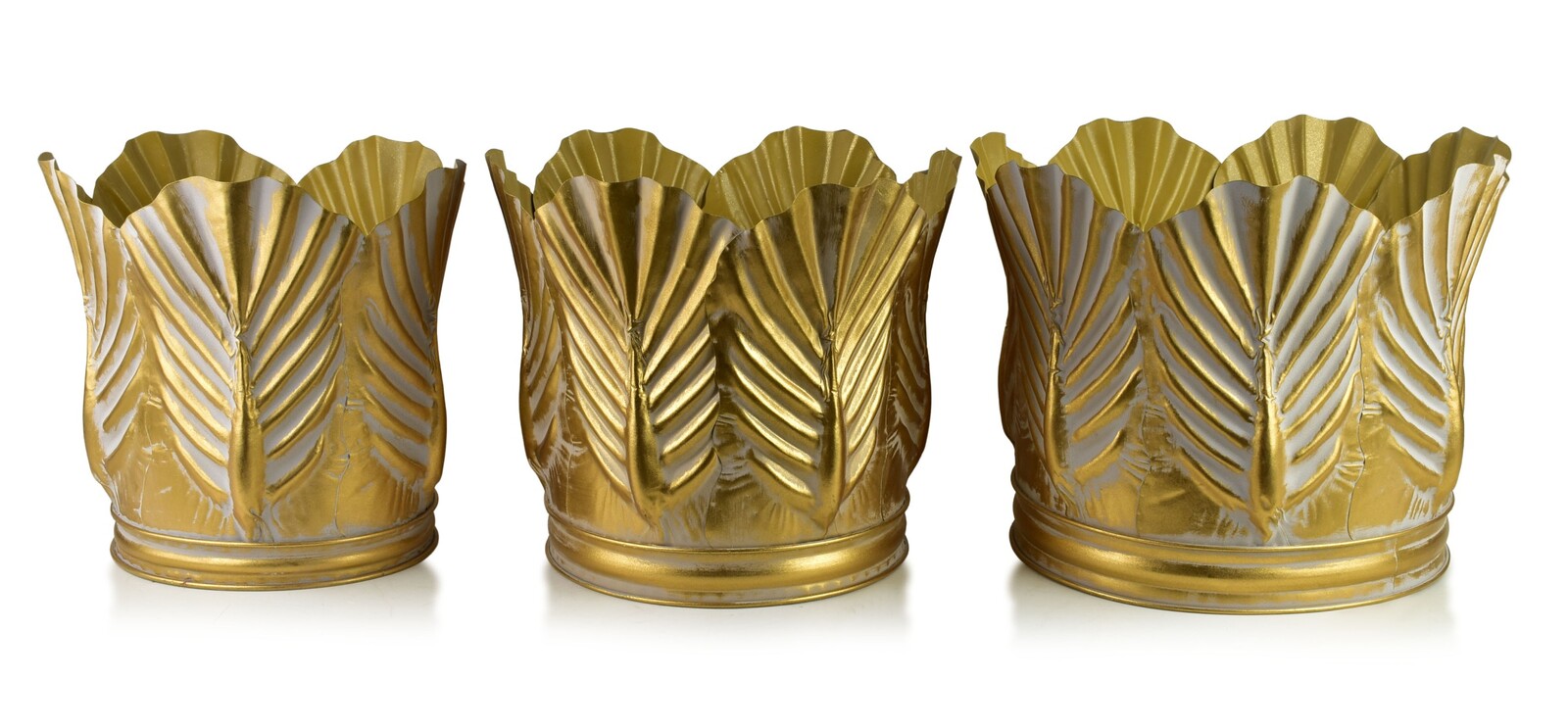Sada 3 ks květináčů MARINA VII zlatá