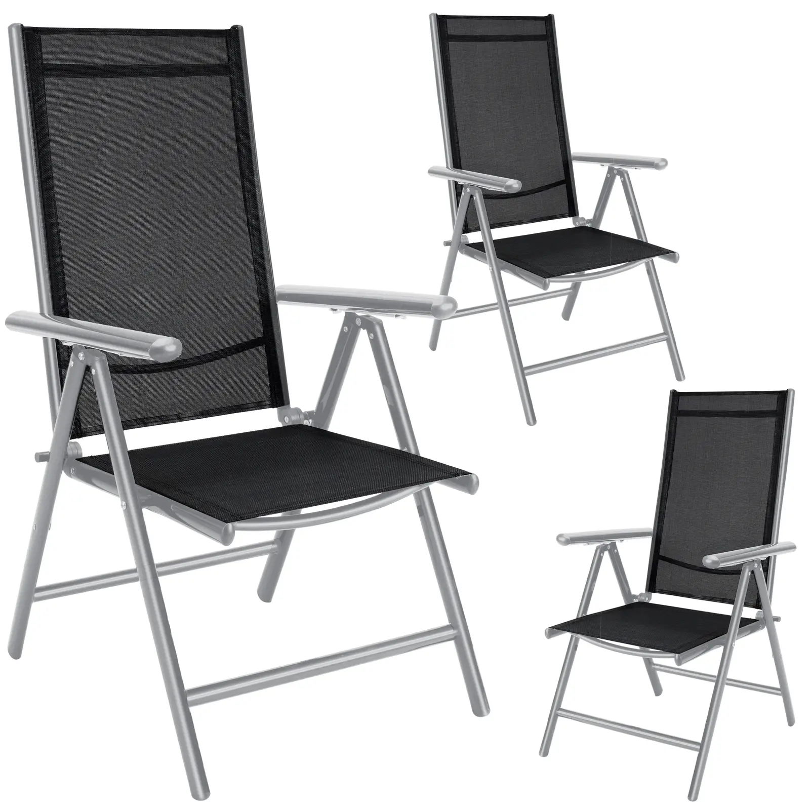 Sada 3 ks skládacích zahradních židlí Berno černá/stříbrná