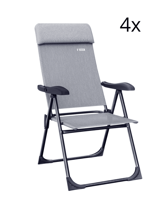 Sada 4 ks skládacích zahradních židlí Estrada šedá/černá