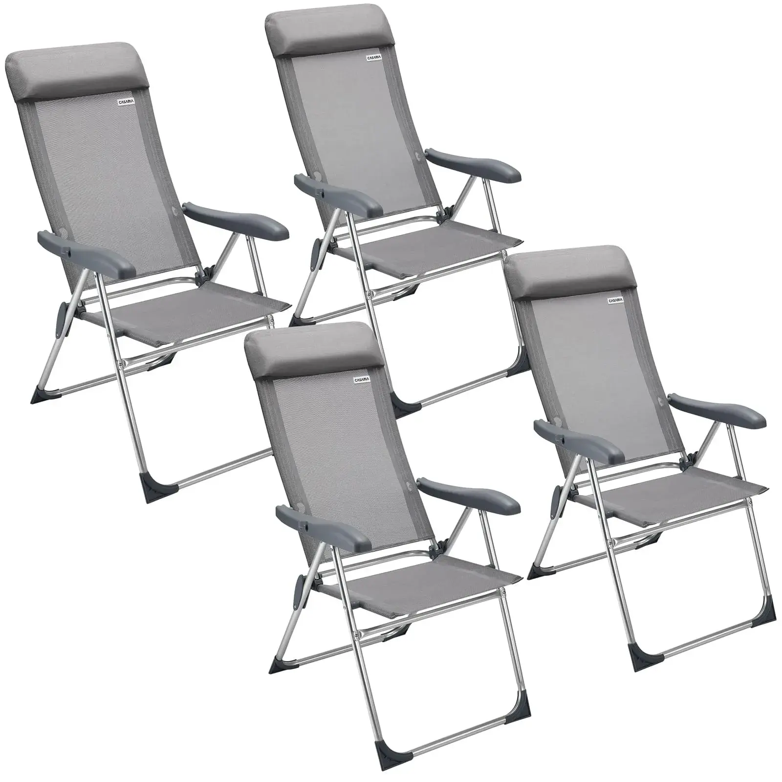 Sada 4 ks skládacích zahradních židlí Shaffer šedá