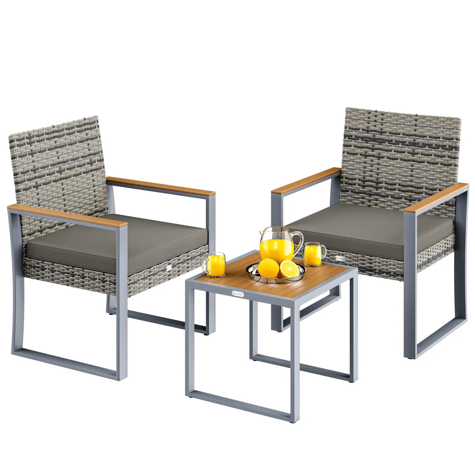 Sada zahradního nábytku pro 2 osoby Seaf polyratan šedá