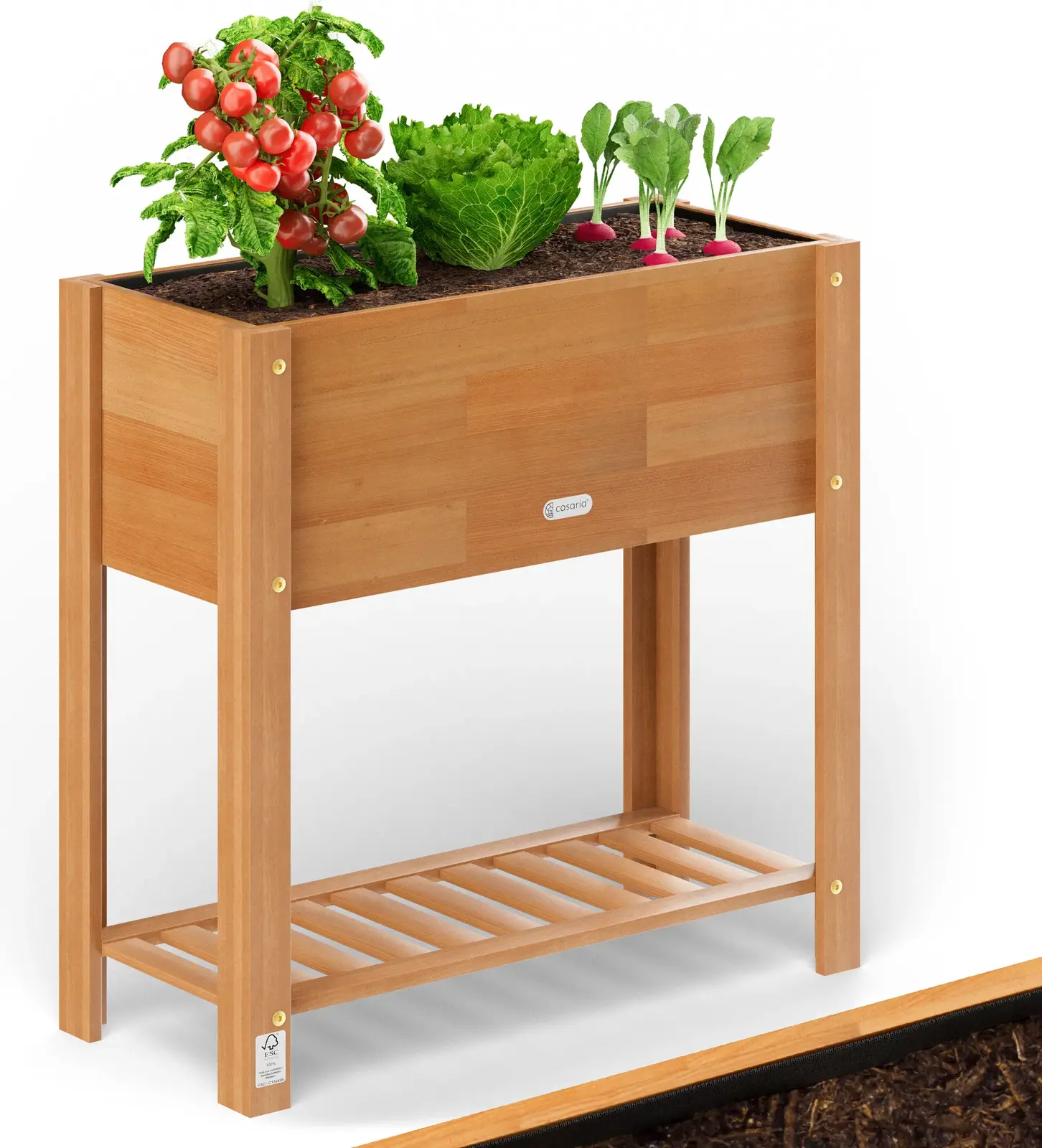 Vyvýšený záhon Raidy 68 cm z akáciového dřeva hnědý