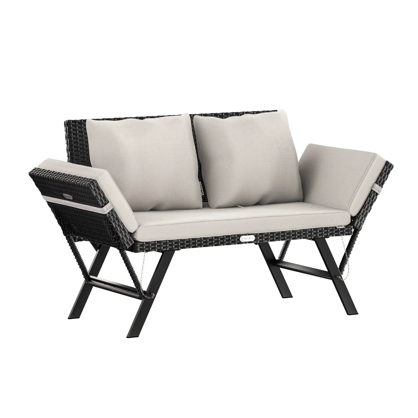 Zahradní lavice Hyro 176 cm polyratan černá/krémová