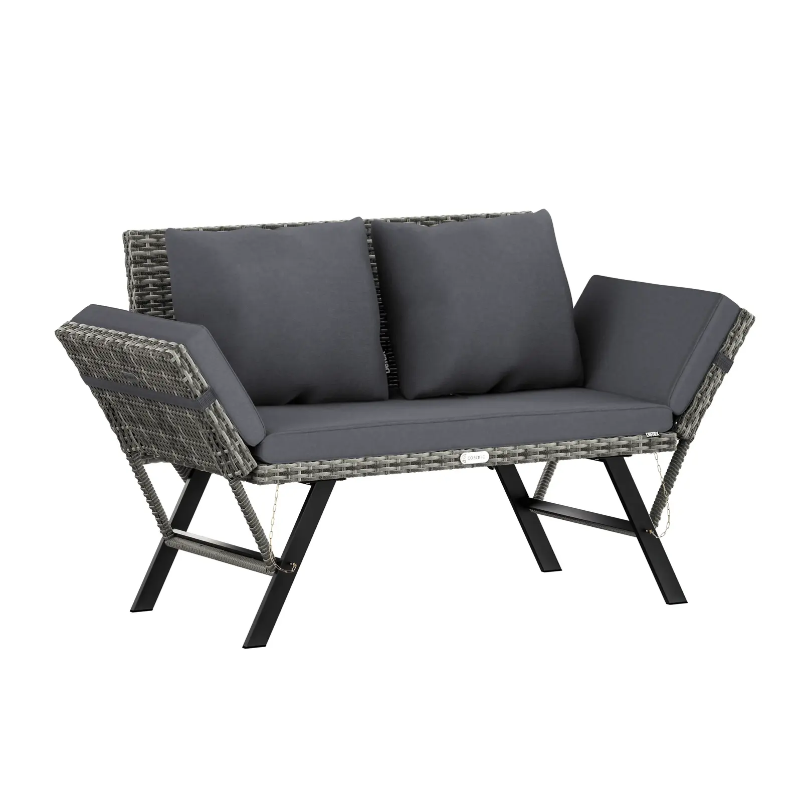 Zahradní lavice Hyro 176 cm polyratan šedá