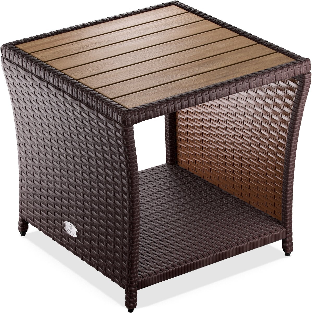 Zahradní odkládací stolek Gerad 45 cm polyratan/akácie hnědý