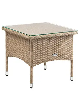 Zahradní odkládací stolek Muchi 50 cm polyratan šedobéžový