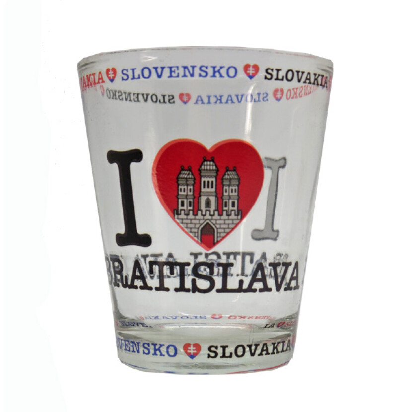 Panák (štamprľa) I Love Bratislava 0,04 l - priehľadný