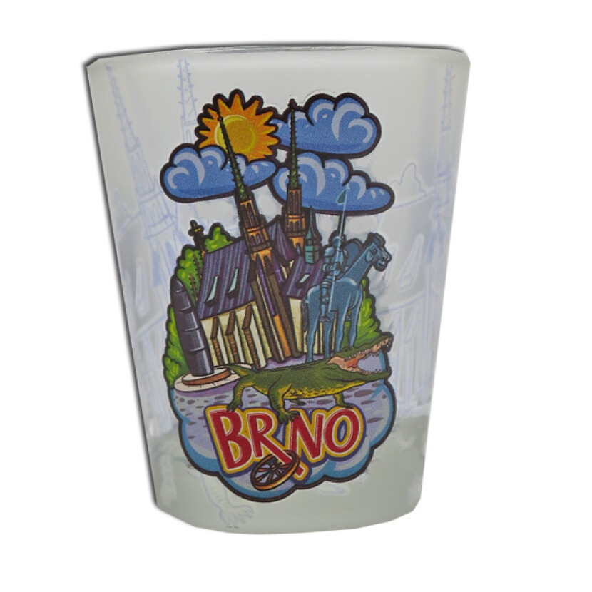 Panák (štamprle) Kreslené Brno 0,04 l - priehľadný