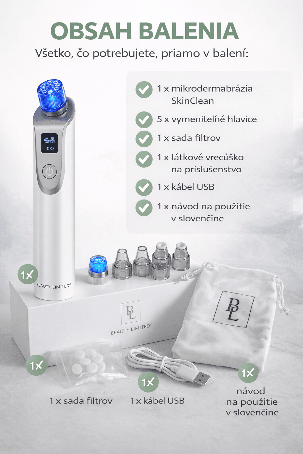 Diamantová mikrodermabrázia 10W – prístroj na čistenie pleti Beauty Limited