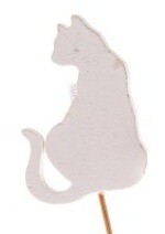Mačacia mama Drevený zápich s bielou mačkou - 3 varianty Číslo: kočička s tlapkou