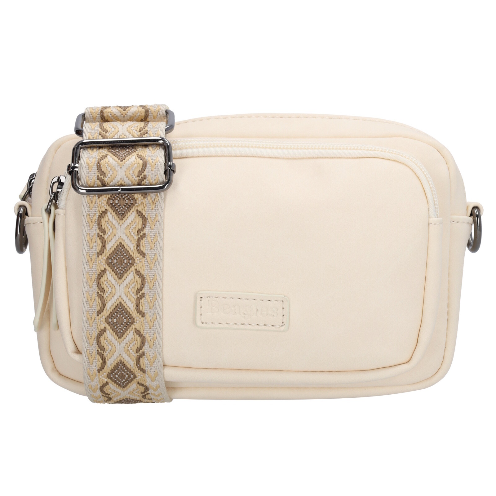 Beagles dámska crossbody kabelka Malaga s dekoratívnym popruhom - krémová