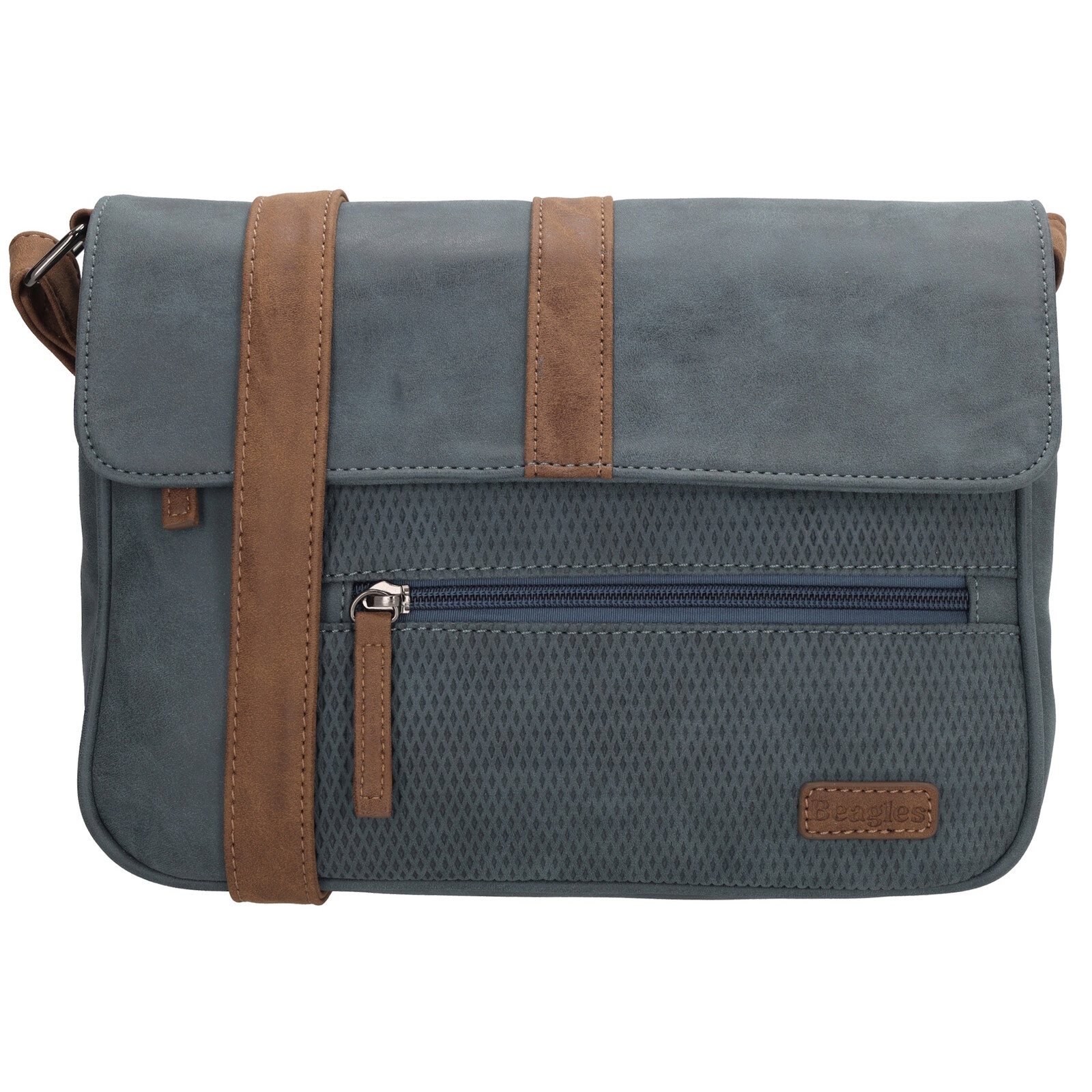 Crossbody kabelka s chlopňou Beagles Brunete - džínsová modrá