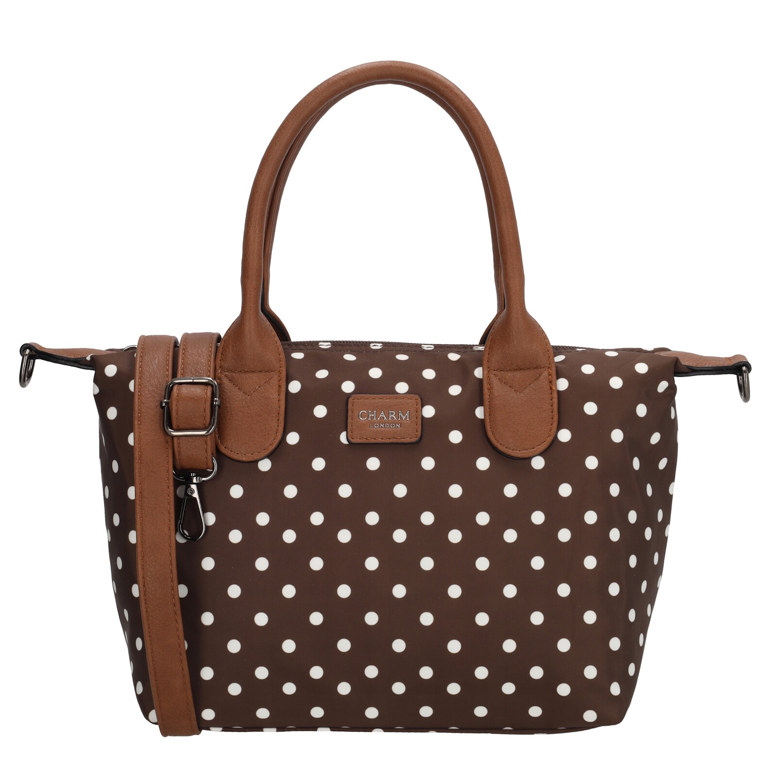 Dámska kabelka Charm London Buckingham - 6,5 L - tmavohnedá s bodkami