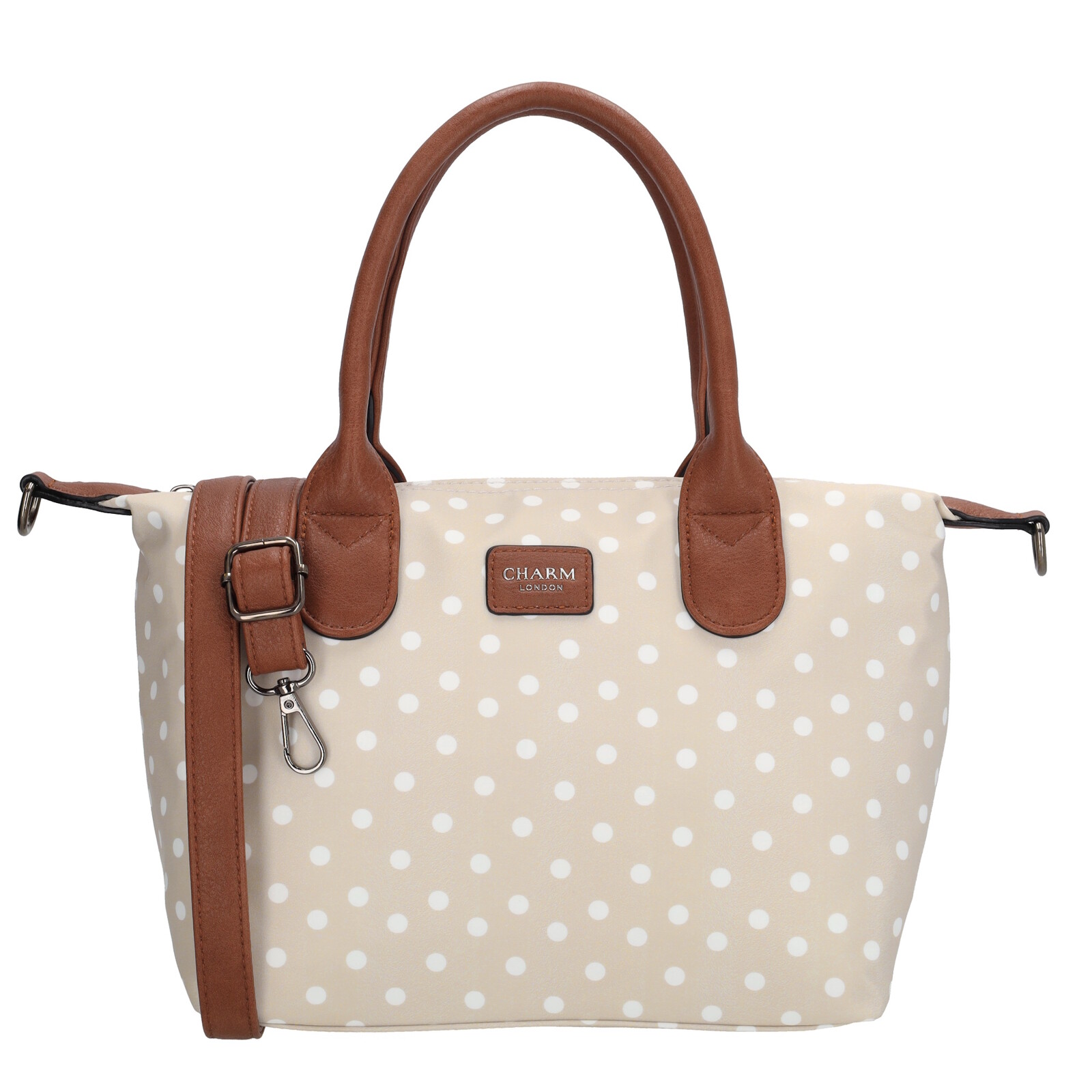 Dámska kabelka Charm London Buckingham - 6,5 L - taupe s bodkami