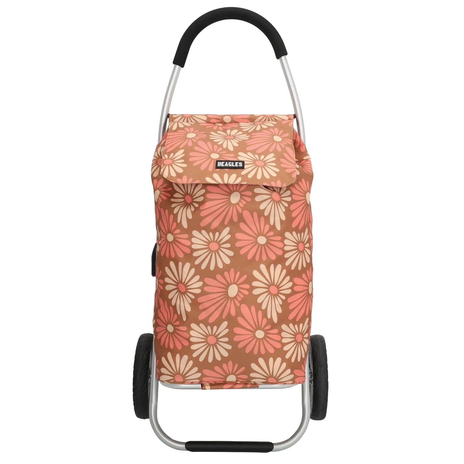 Nákupná taška na kolieskach Beagles Alberic Flower - hnedá s kvetinami 41,76L