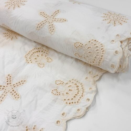 Bavlnená látka EMBROIDERY Sea ornaments white