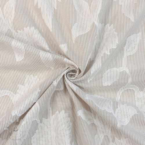 Bavlnená látka YARN DYED Stripes JACQUARD Flowers sand