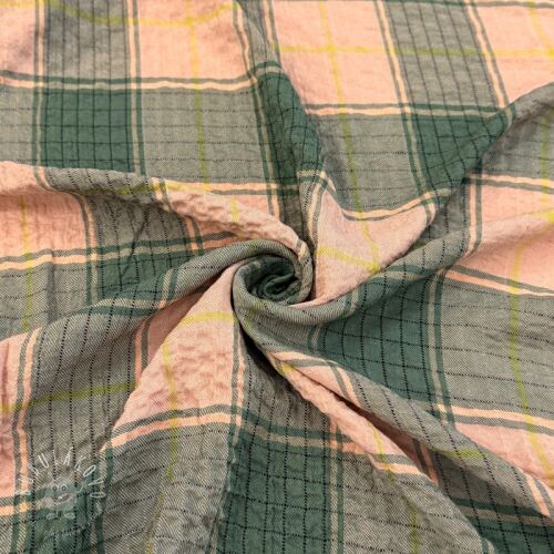 Viskóza CRINKLE Check peach