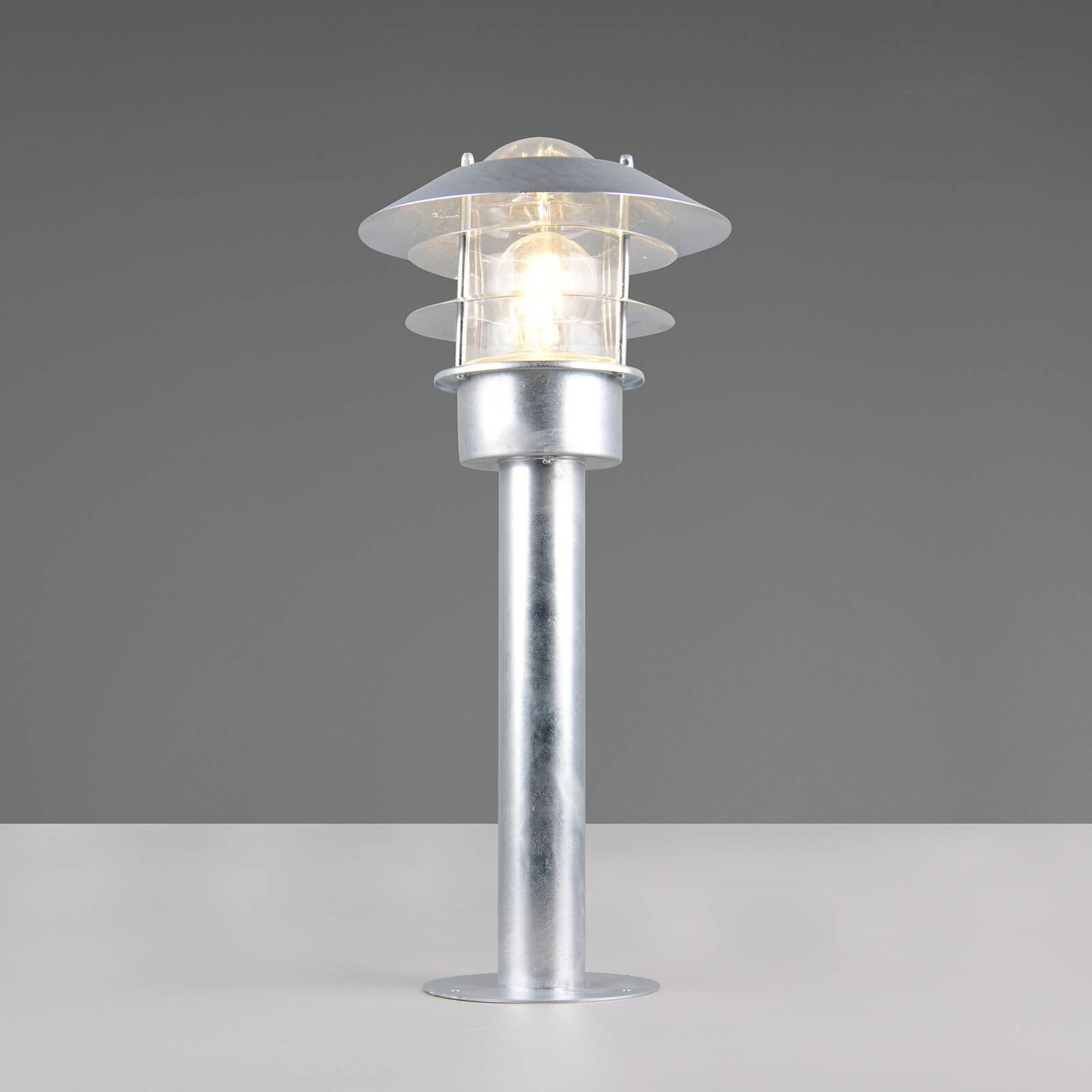 Stojaca lampa Ruvuuma, farba zinku, výška 50 cm, kov, IP44