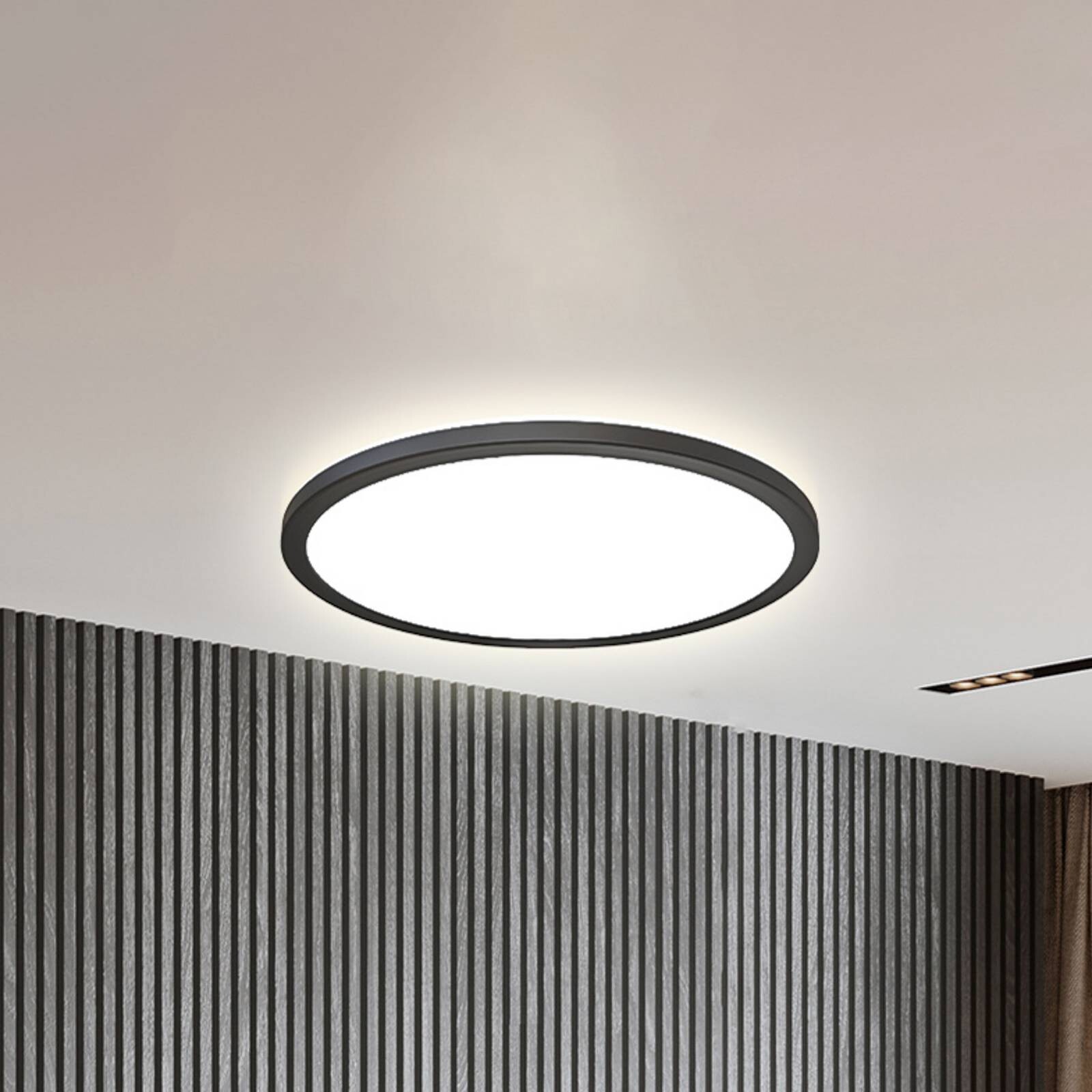 LED panel Slim s diaľkovým ovládaním RGBW, Ø 42 cm, čierny, podsvietenie