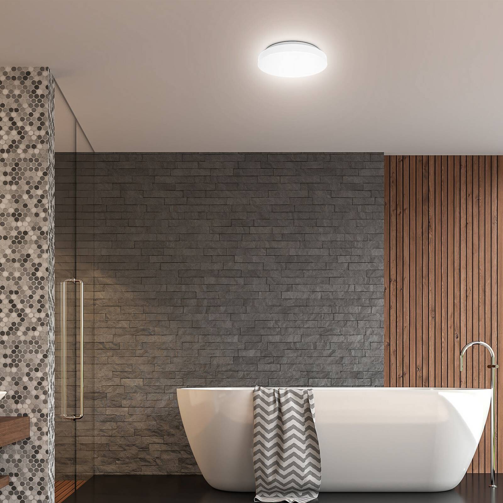 Stropné LED svetlo Iva, IP44, biele, plast, 4 000 K