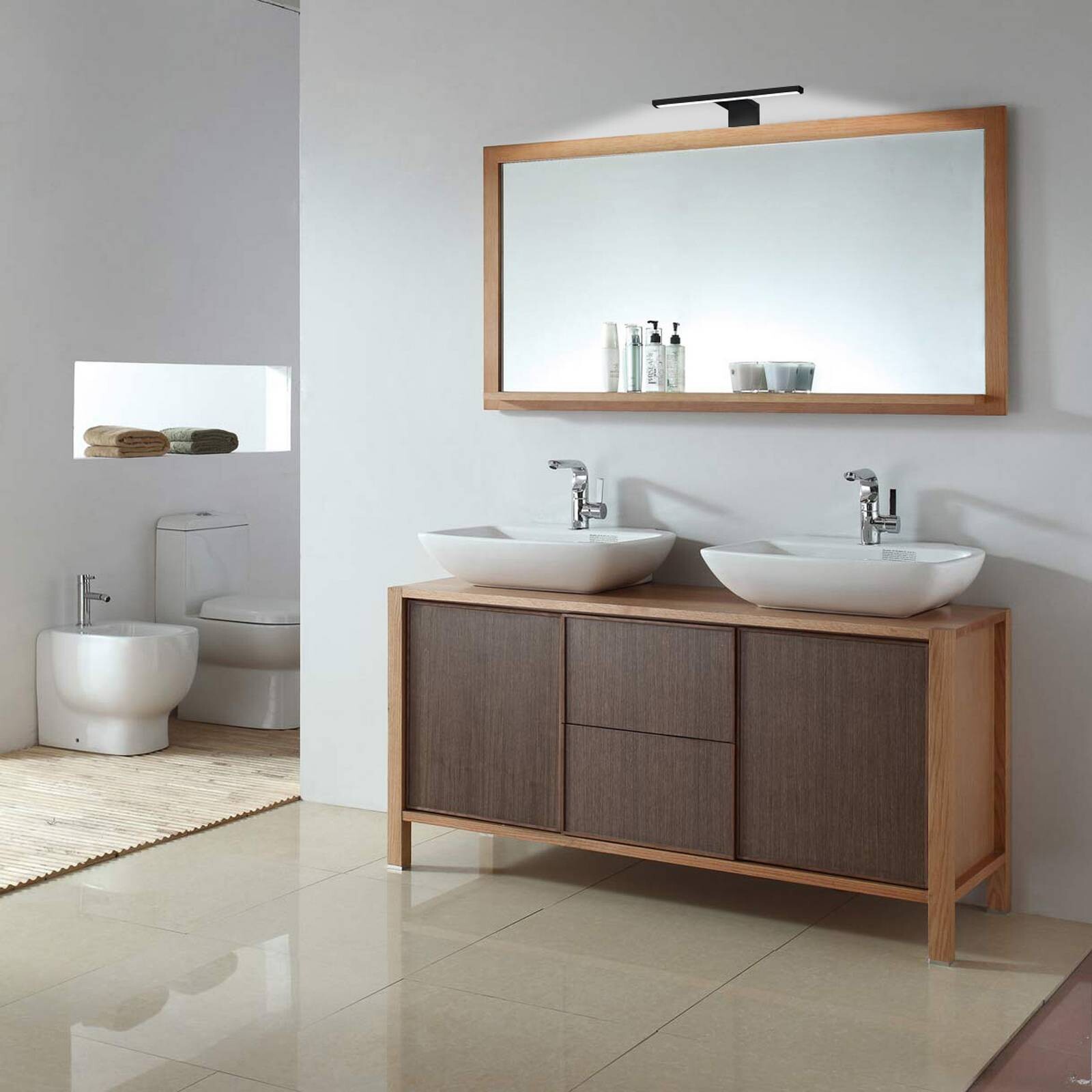 LED zrkadlo svetlo Bill, šírka 30 cm, čierne, kovové, 4 000 K