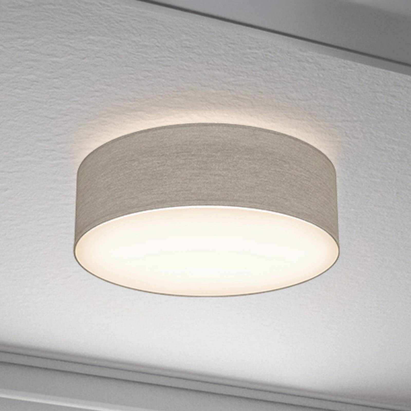 Stropné svietidlo Litora, taupe, Ø 30 cm, textil, E27