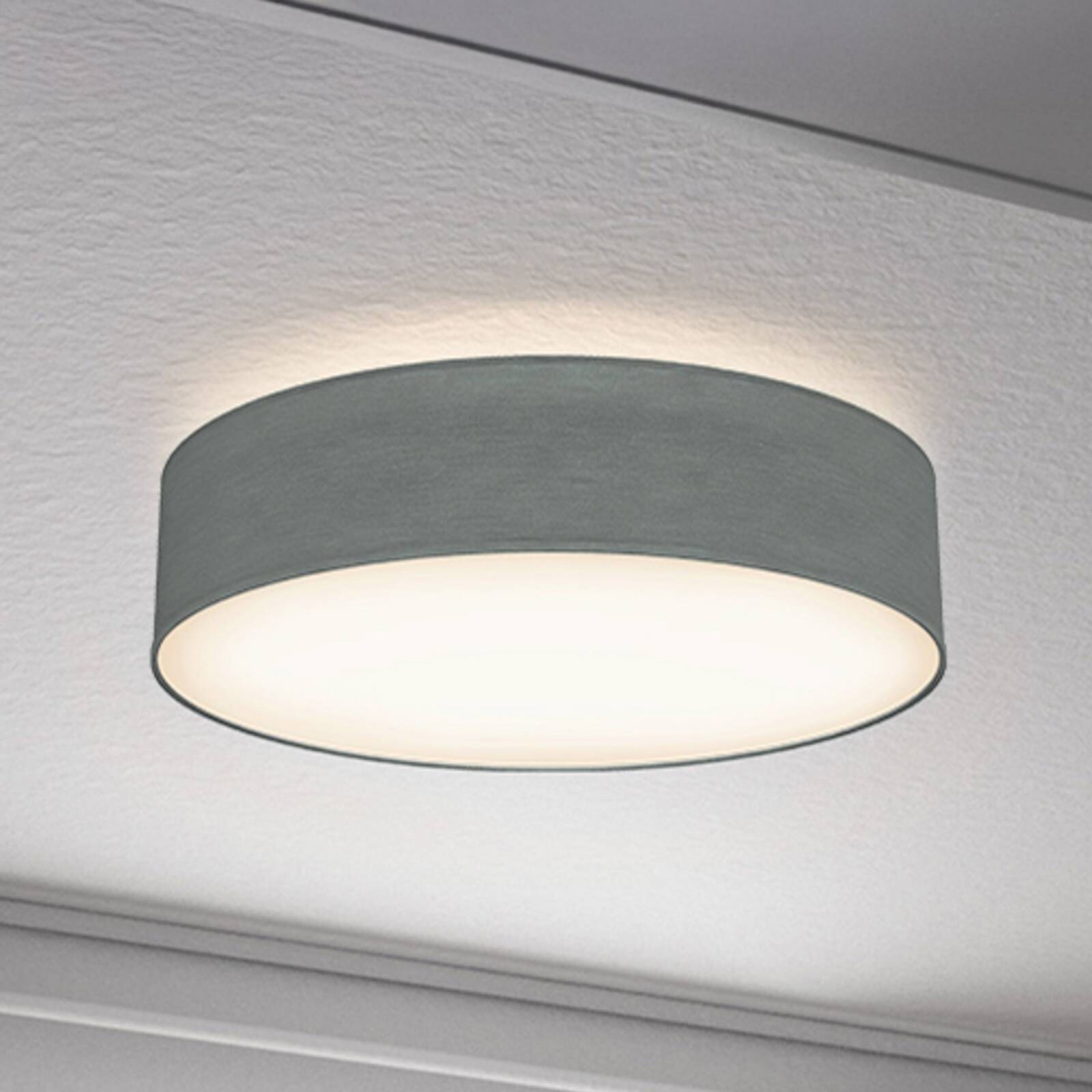 Stropné svietidlo Litora, sivá, Ø 38 cm, textil, E27