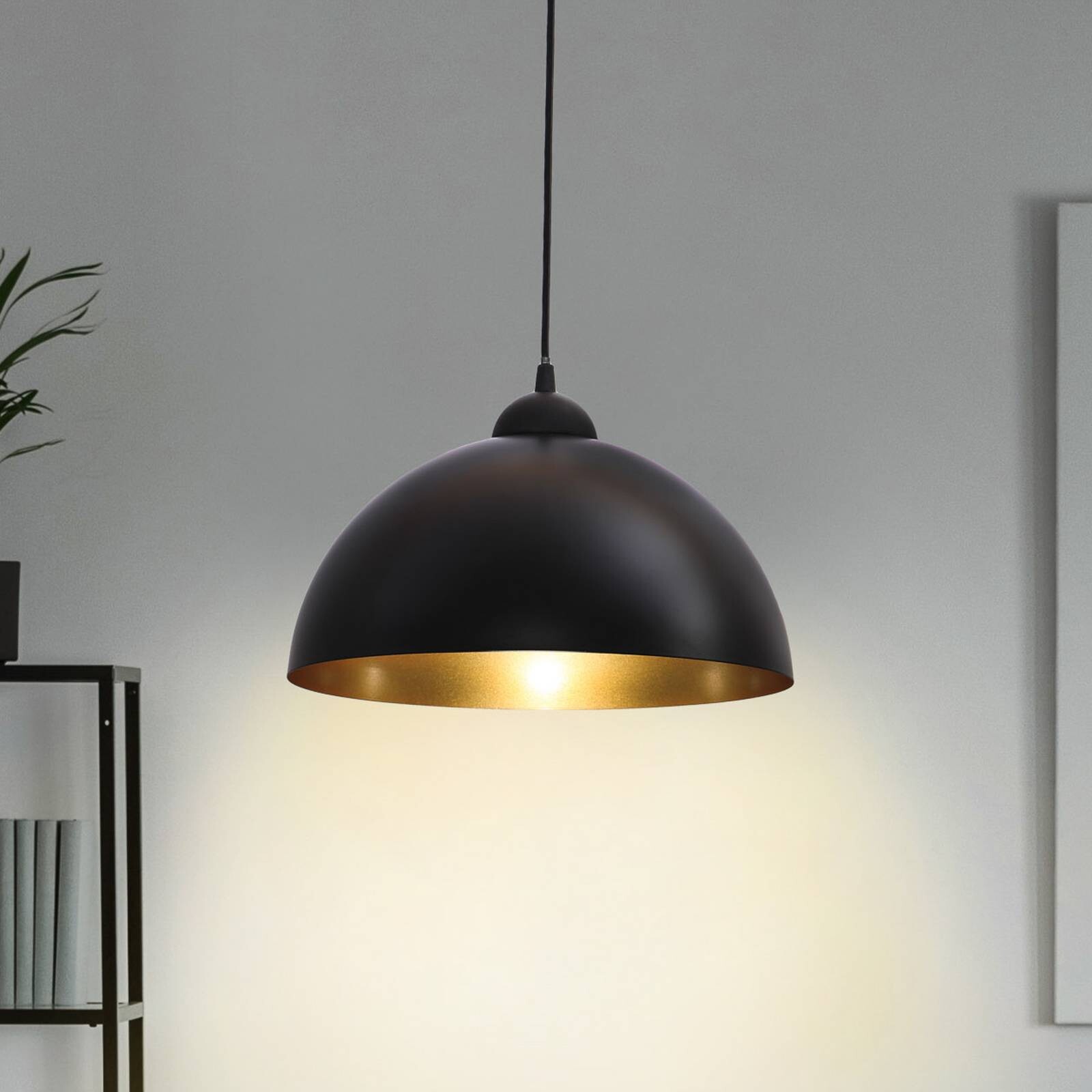 Závesné svietidlo Goldi, sada 2 ks, čierna/zlatá, Ø 30 cm, kov, E27