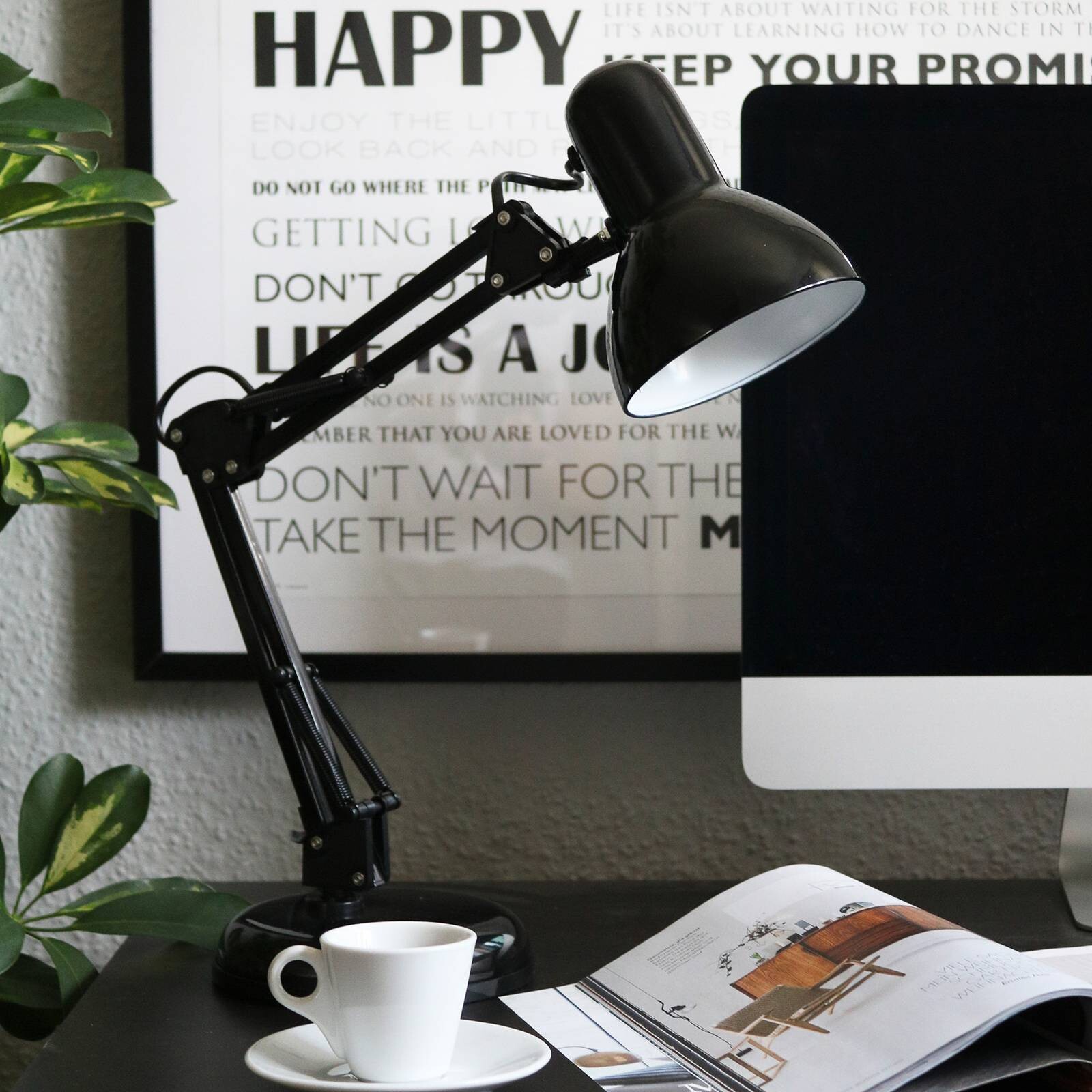 Stolná lampa Hera, čierna, kov, výška 53 cm, E14