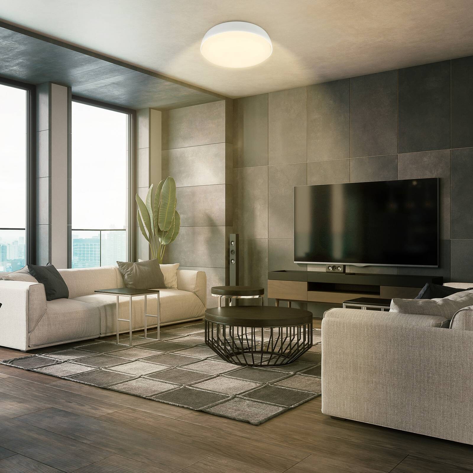 Stropné LED svetlo Nikan, biele matné, Ø 28,5 cm, 3 000 K