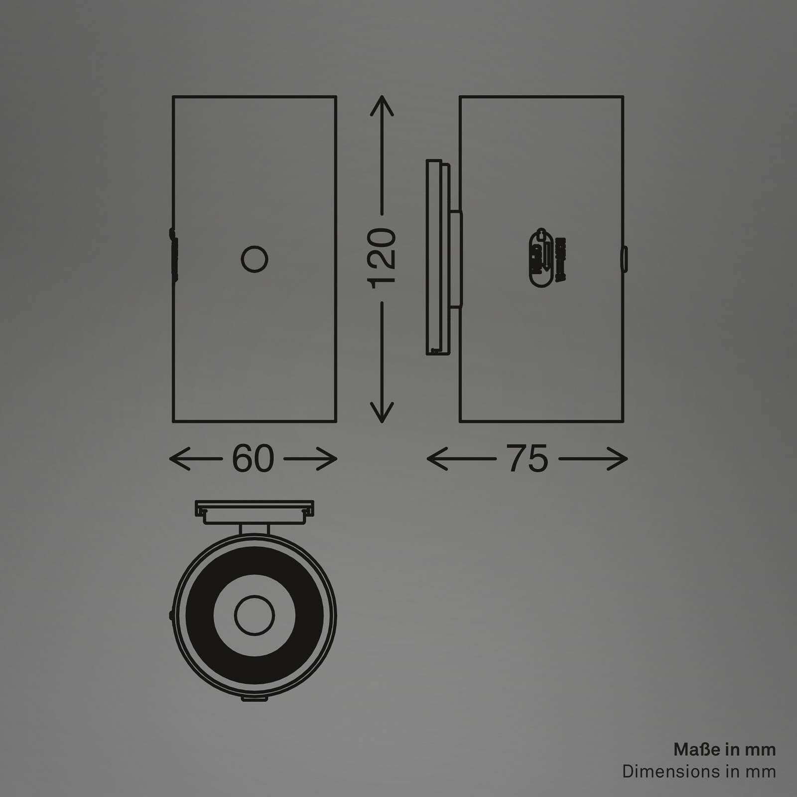 LED akumulátorové nástenné svetlo Isy, čierne matné, plast, 3 000 K