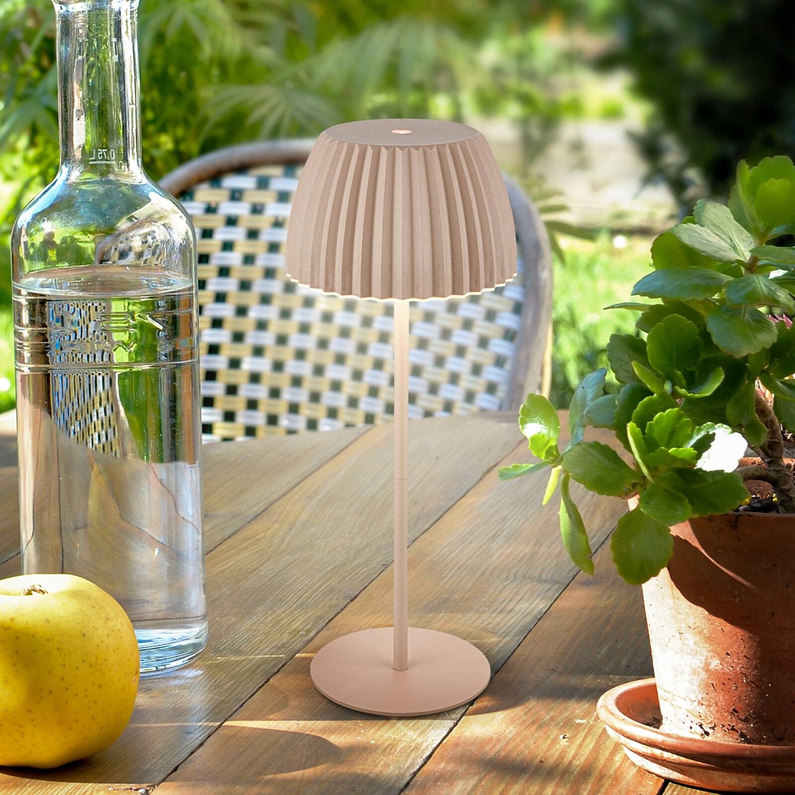 Stolová LED lampa na batérie Brilo unplugged Riffle, 36 cm, béžová