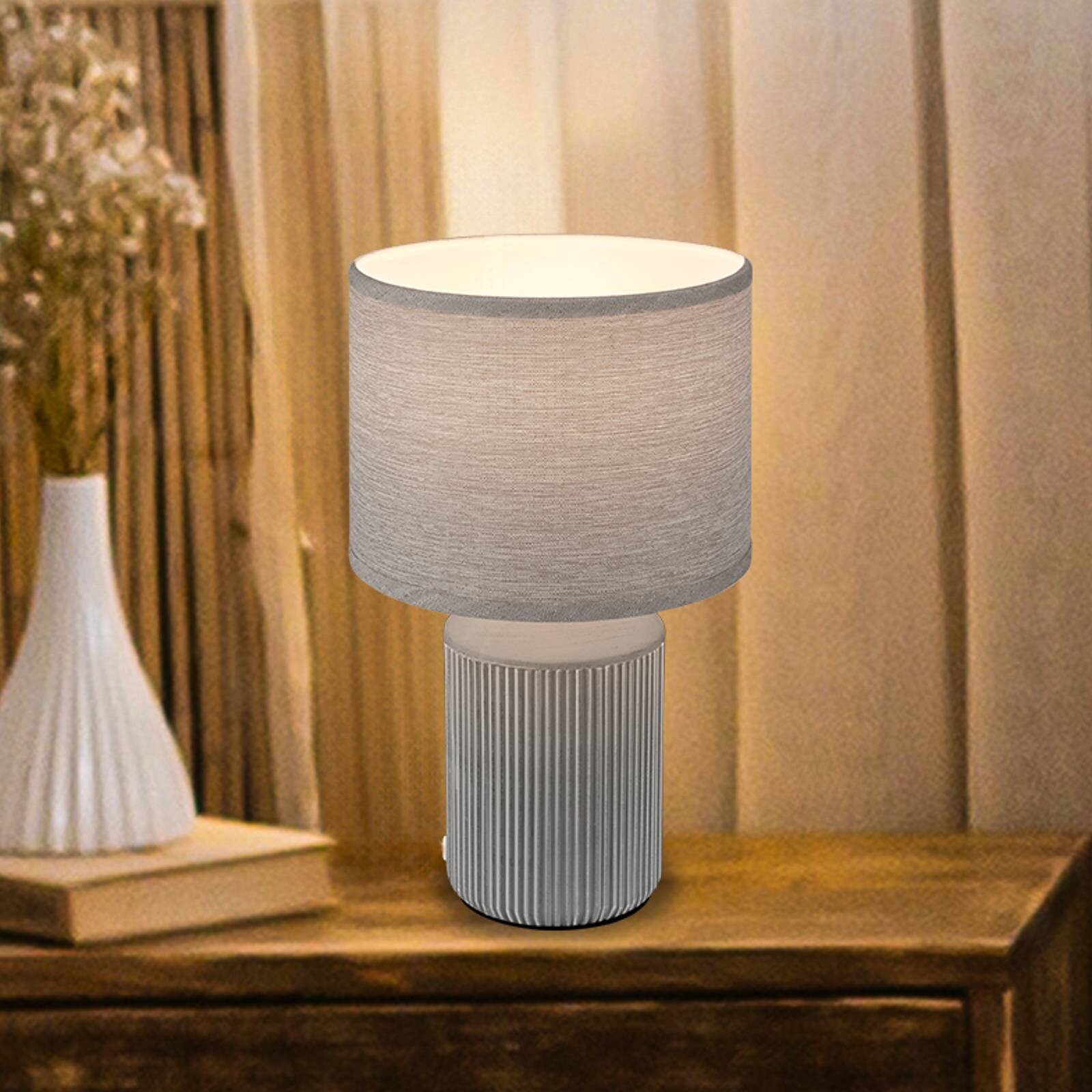 Stolová lampa Ino, sivá, keramika, textil, E27