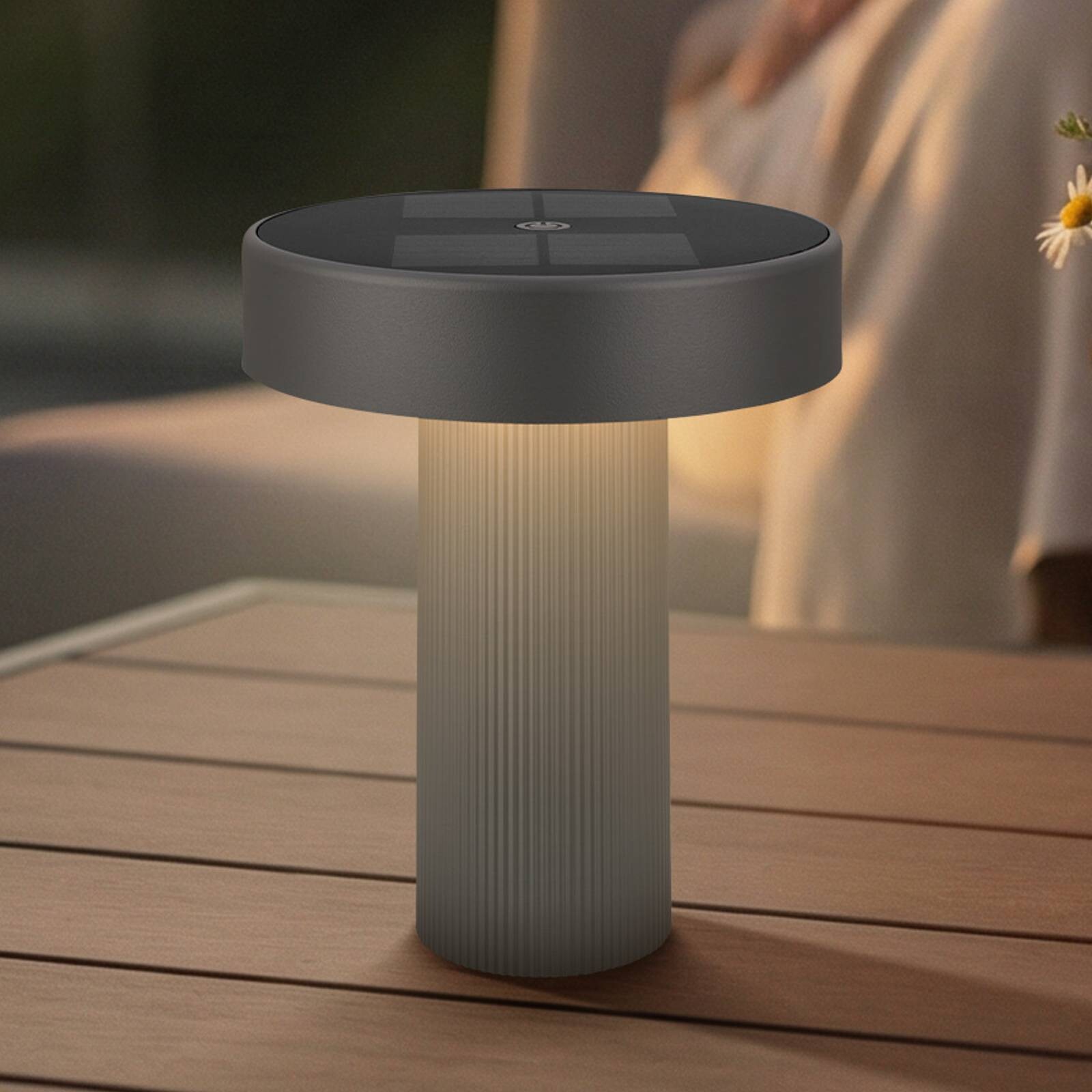 Stolová LED lampa Poga, antracitová, plast, IP44