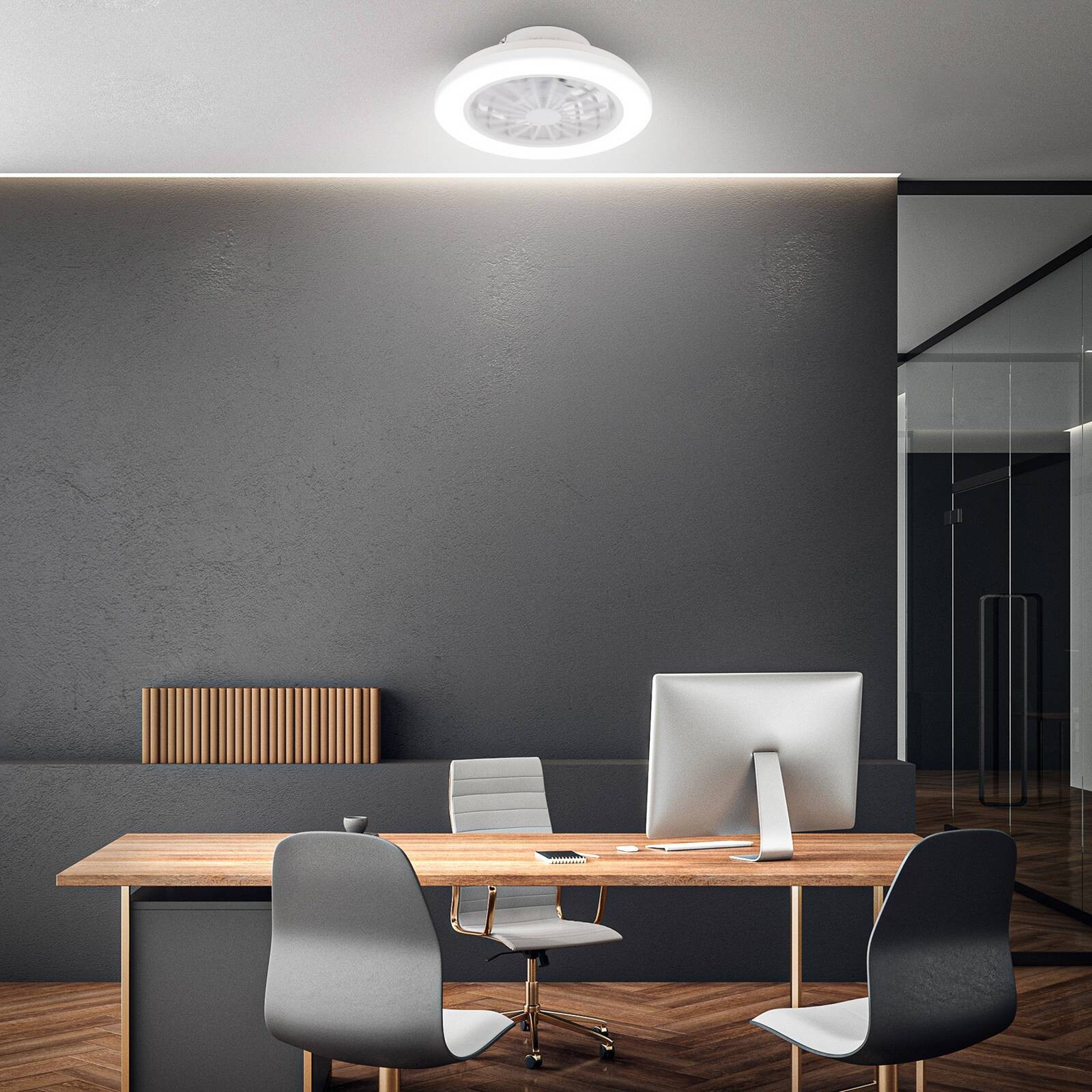 LED stropný ventilátor Pafo, biely, plast, CCT, diaľkové ovládanie