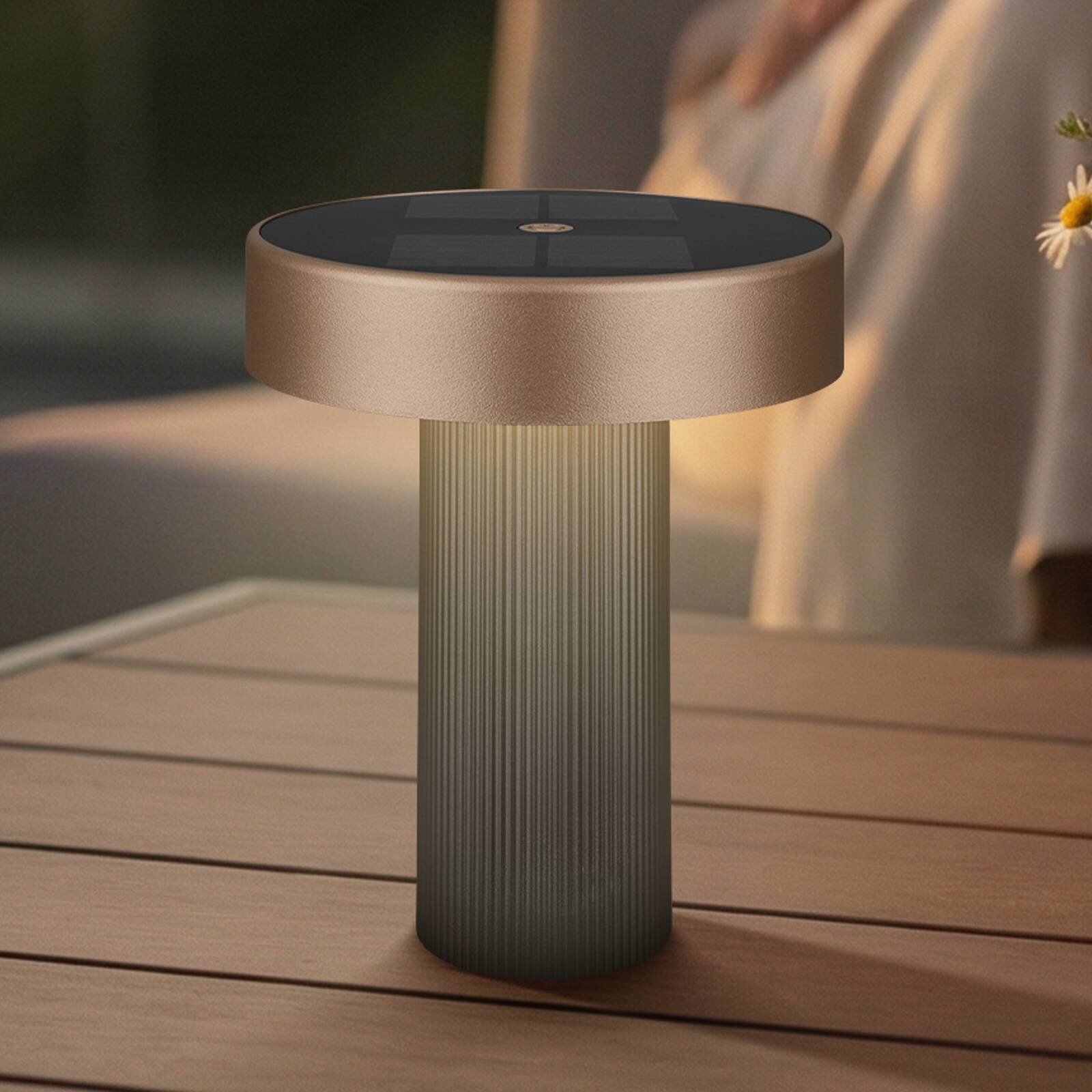 Stolová LED lampa Poga, antracitová/bronzová, IP44