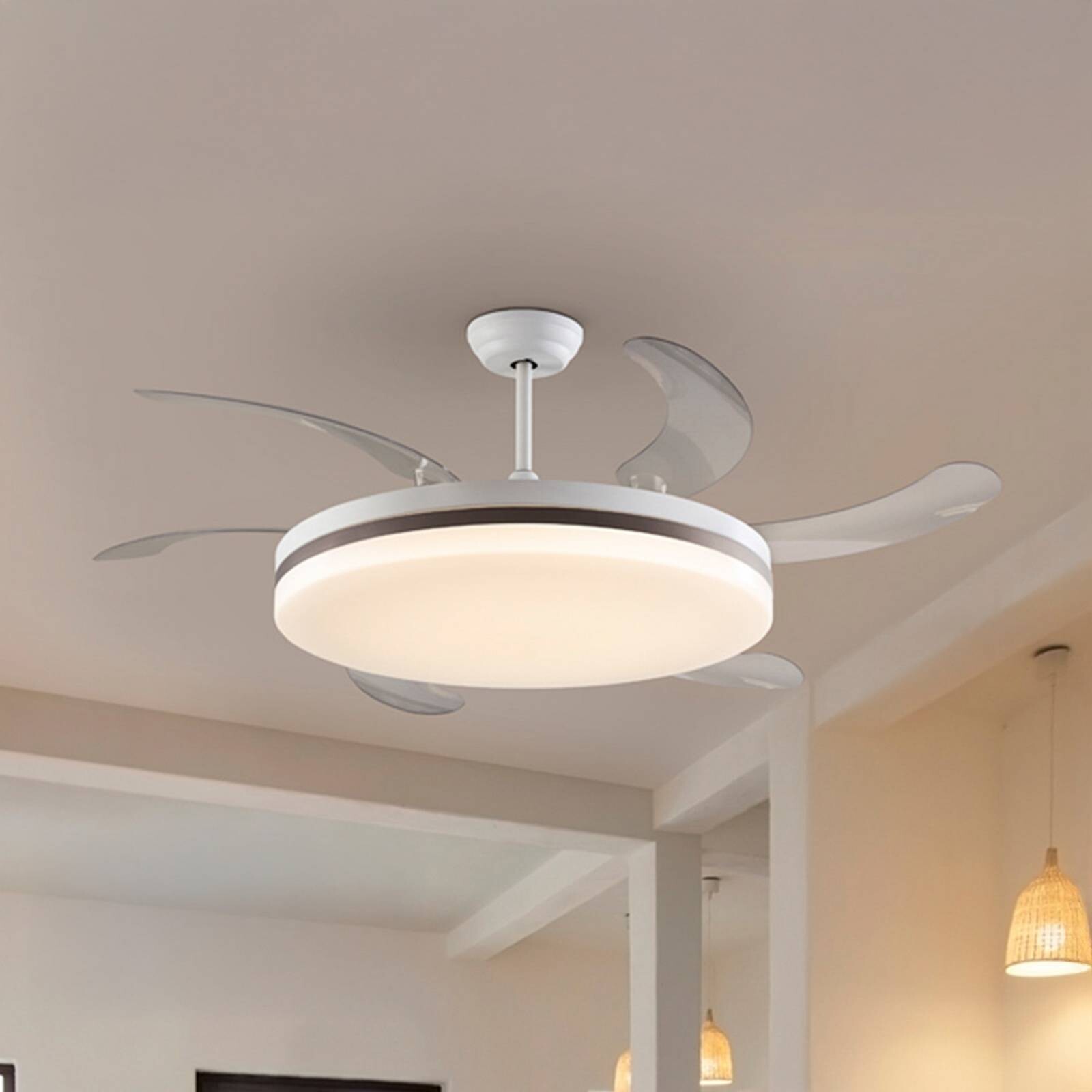 LED stropný ventilátor Vento biely/bronzový/číry, Ø 150 cm tichý