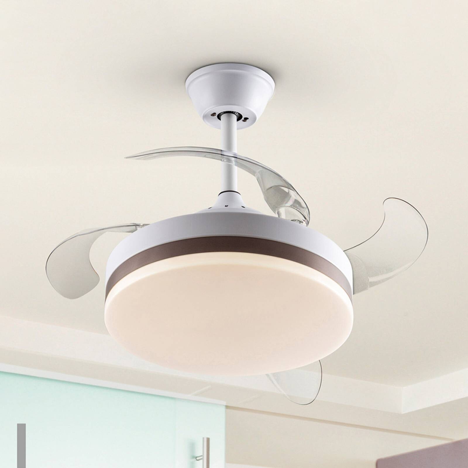 LED stropný ventilátor Vento biela/bronzová/dymová, Ø 90 cm tichý