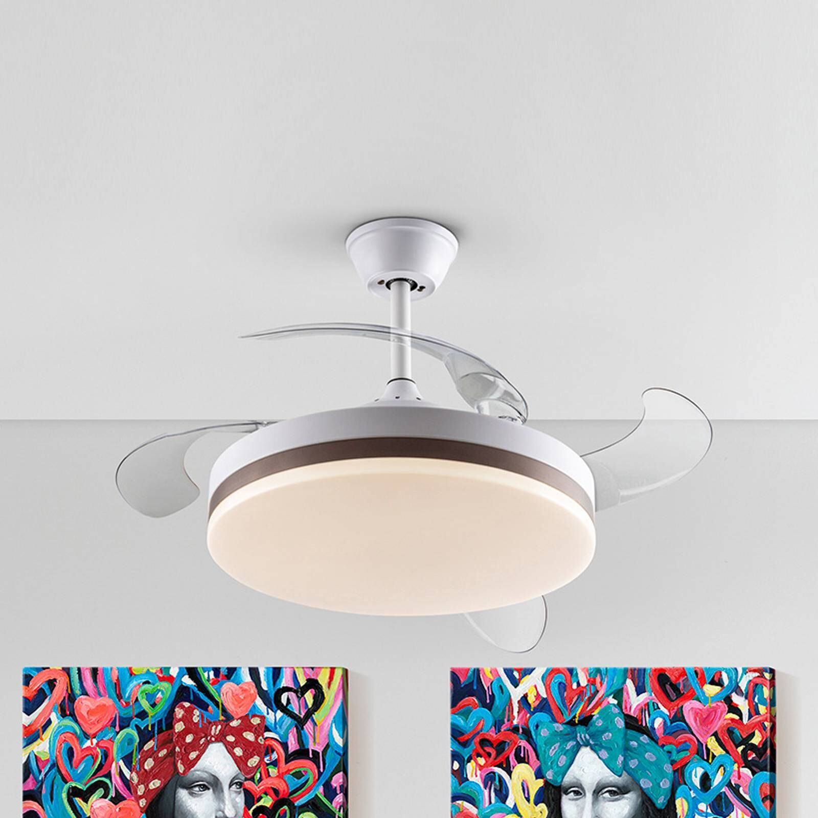 LED stropný ventilátor Vento biely/bronzový/dymový Ø 100 cm tichý